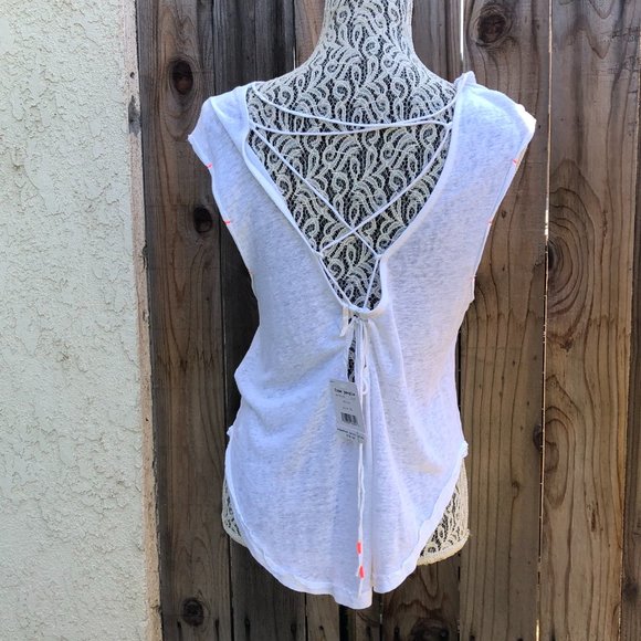 Free People Hummingbirds Neon Heart Linen Back Tie - Picture 2 of 9